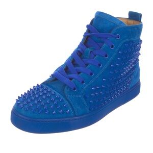 Christian Louboutin Blue Suede High Top Sneakers